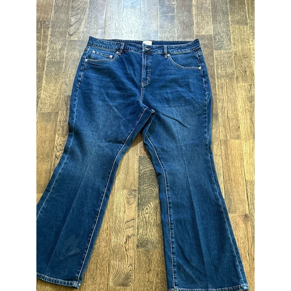 Eloquii Women's Size 16 The Flare Jean Comfortโ Stretch Jeans Medium Wash Blue